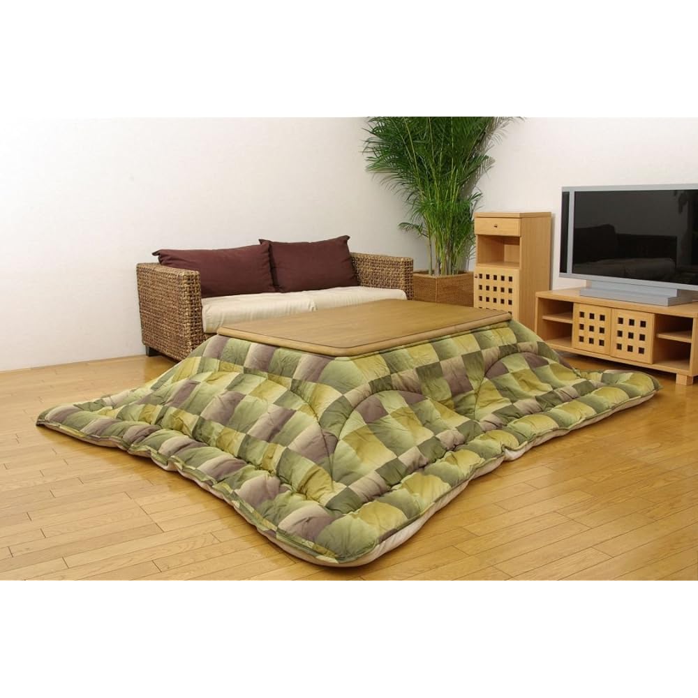 Ikehiko Kotatsu Futon, Rectangle, Ceremony Section, Green, Approx. 205 x 245 cm, Thick #5950739