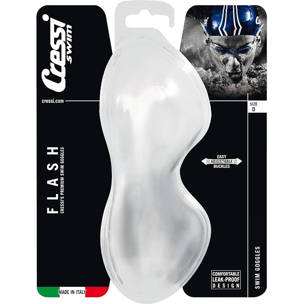 CRESSI Swimming Goggles Unisex [FLASH] Can also be used in open water with UV protection, scratch prevention, and shatterproof treatment [Genuine product]