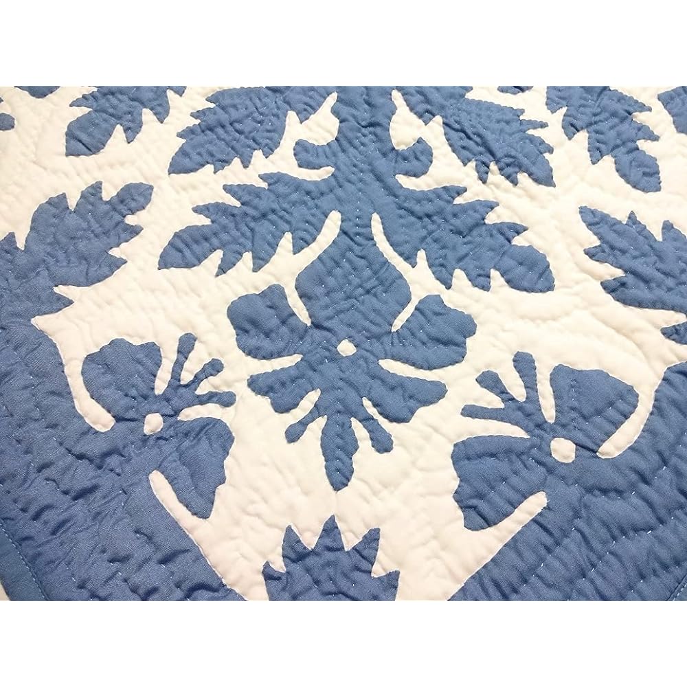Hawaiian Quilt Tapestry/Wall Hanging/Blue Hibiscus
