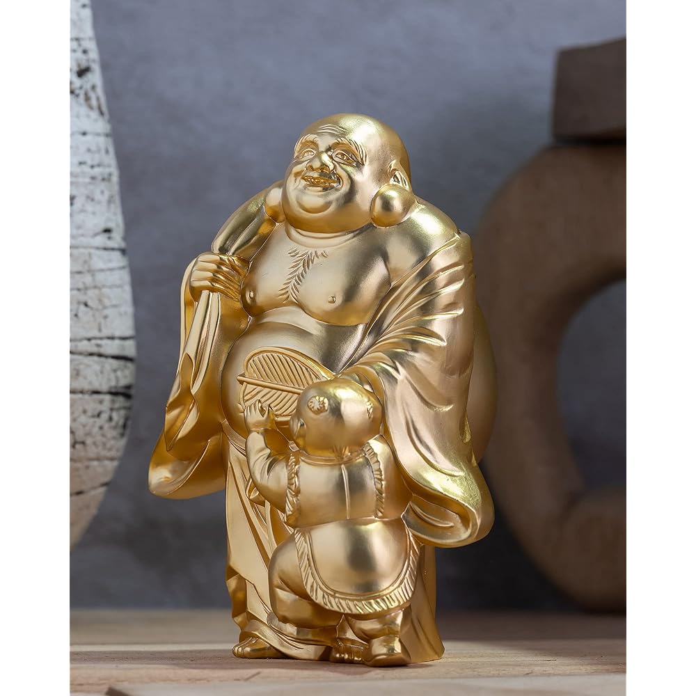 Seven Lucky Gods of Good Luck Clothes (Gold Plated/24K Gold) Buddhist Artist: Hideun Makita Original Sculptor_Buddha Statue Ornament Takaoka Copperware (Hotei 7fg)