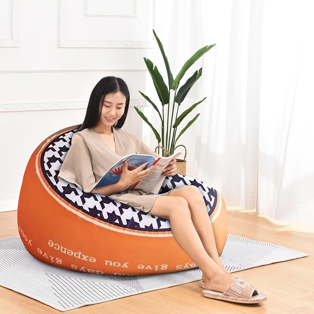 ZORZA Beaded Cushion, Extra Large Flex Sale Seat Cushion, Sofa, Bean Bag, 50x75cm, Relieve Fatigue, Healthy, Safe, Tasteless, Cover Removable, Washable, Suitable for All Seasons (Houndstooth Orange)