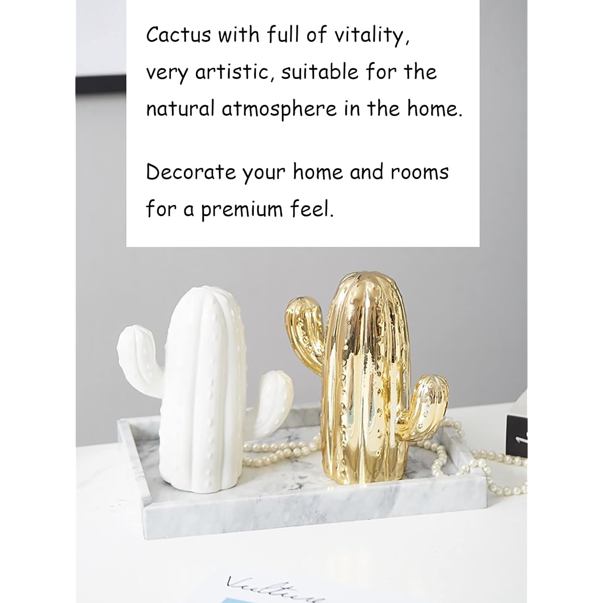 Piggy Bank for Adults, Ceramic Cactus Piggy Bank for Girls, Cute Decorative Coin Bank, Christmas Birthday Gift for Boys Girls, Living Room Bedroom Decor (White)