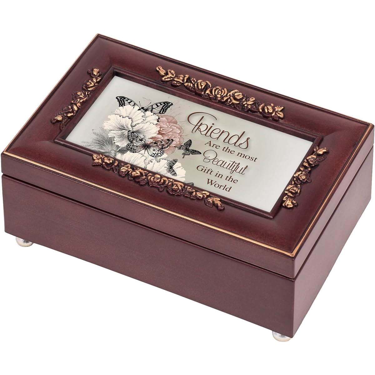 Friends Beautiful Gift Rosewood Finish Jewelry Music Box Plays Canon In D