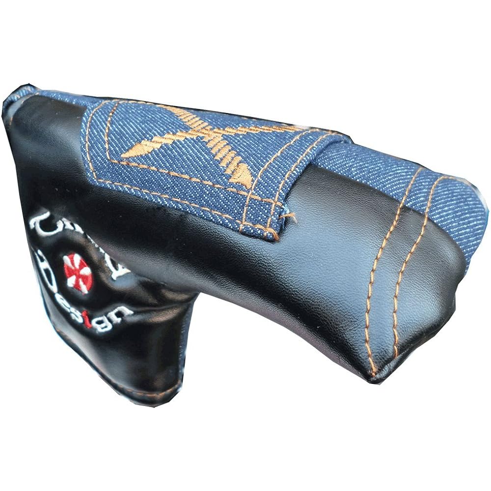 Denim golf putter cover for pin type magnetic type