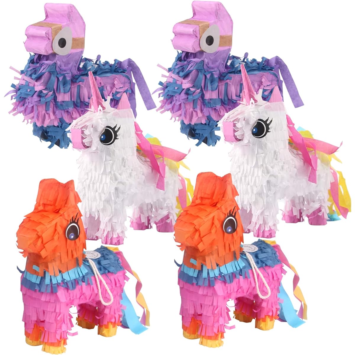 Cinco De Mayo Mini Pinatas for Kids Birthday Party, 6 Pieces Mexican Donkey Unicorn Camel Pinatas, Fun Fiesta Party Supplies, Luau Event Photo Props, Mexican Theme Decorations, Carnival Festival, Taco Tuesday Event