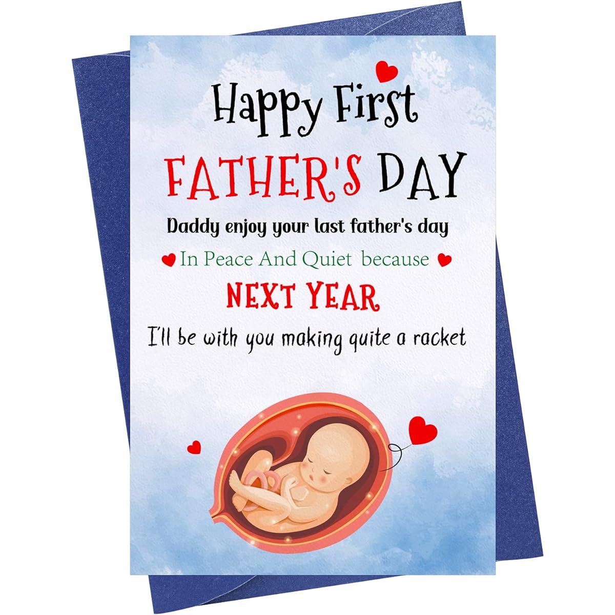WaaHome First Father's Day Card from Daughter/Son/Baby to Dad Happy 1st Fathers Day Gift Card for First Time Dad New Dad Father's Day Card with Envelope