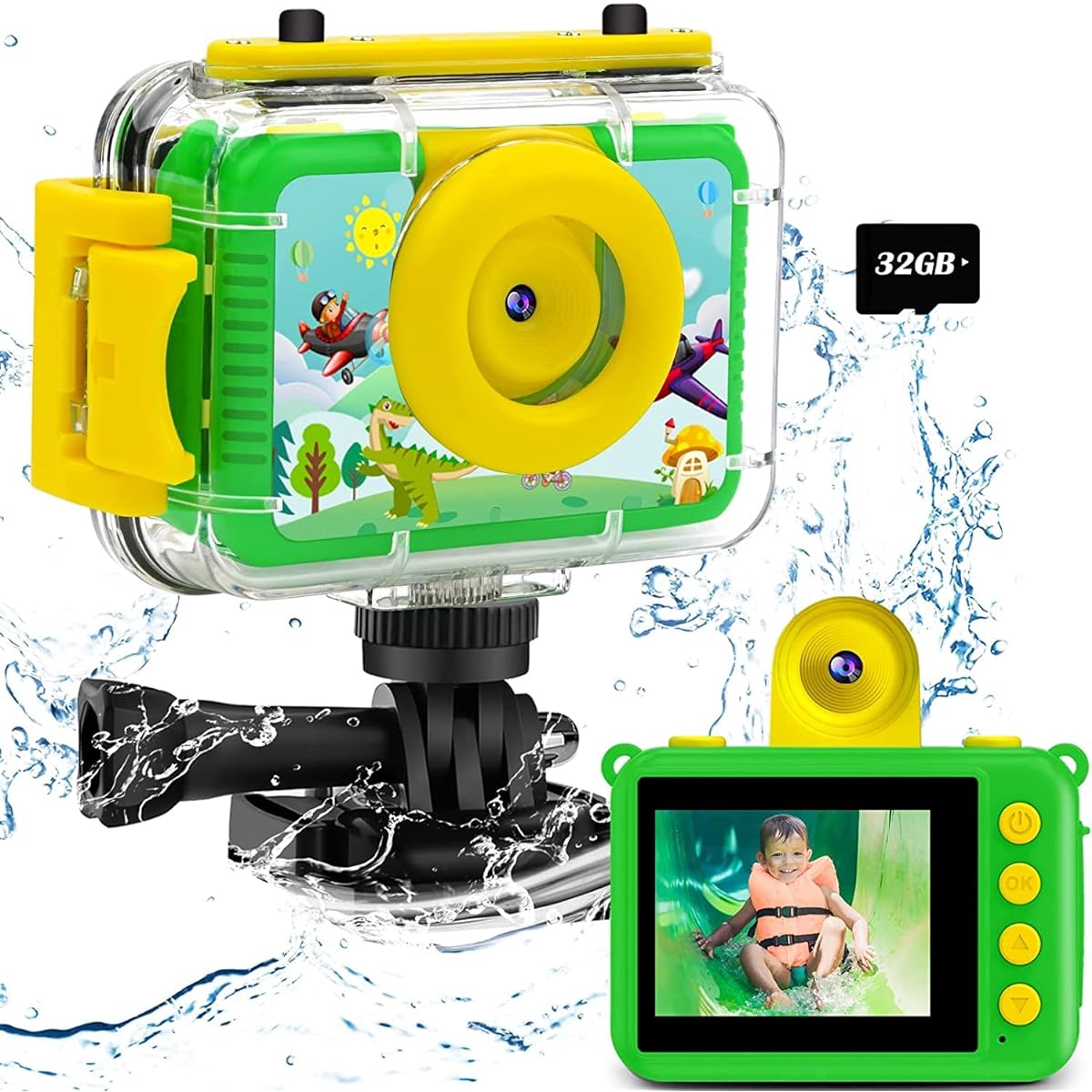 AILEHO Kids Camera for Kids Waterproof Underwater Camera for Kids Boys 1080P Kids Digital Action Camera Kids Video Camera Selfie Camcorder Recorder Camera for Boys Birthday Gift Present Toy
