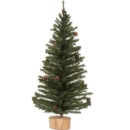 Vickerman 18" Caramel Pine Artificial Christmas Tree Unlit Seasonal Indoor Tabletop Home Decoration with Wooden Base