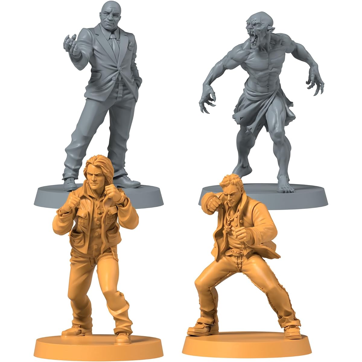 CMON Zombicide Supernatural Character Pack #1 - Sam, Dean, Alpha Vampire, Wendigo - Unleash hellish action! Ages 14 and up, 1-6 players, 60 minutes of play time, generated co-op board game