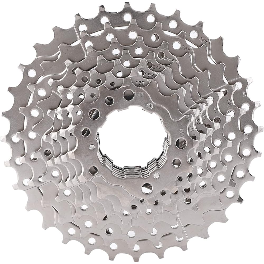 Freewheel Sprocket Cassette 9/10/11/12 Speed Hollow Design Lightweight Super Wear-resistant Steel 32/36/42/46T Mountain Bike Road Bike Bicycle Replacement Accessories (9S 11 32T Silver)