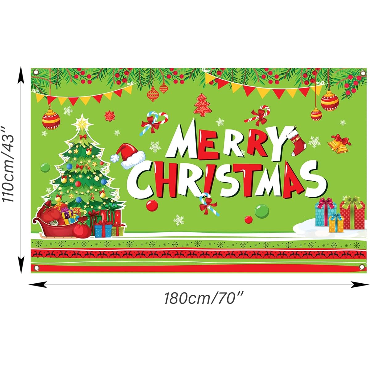 Merry Christmas Party Backdrop Decoration Christmas Banner Sign Red and Green Christmas Photo Booth Backdrop Backdrop Holiday Favor (Green)