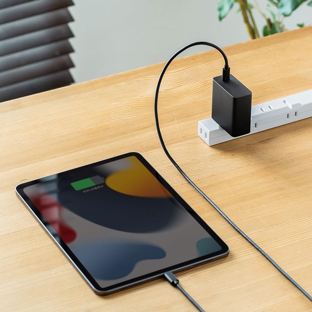 Sanwa Supply AC Charger USB PD Compatible (Max 65W) with Type-C Cable ACA-PD91BK