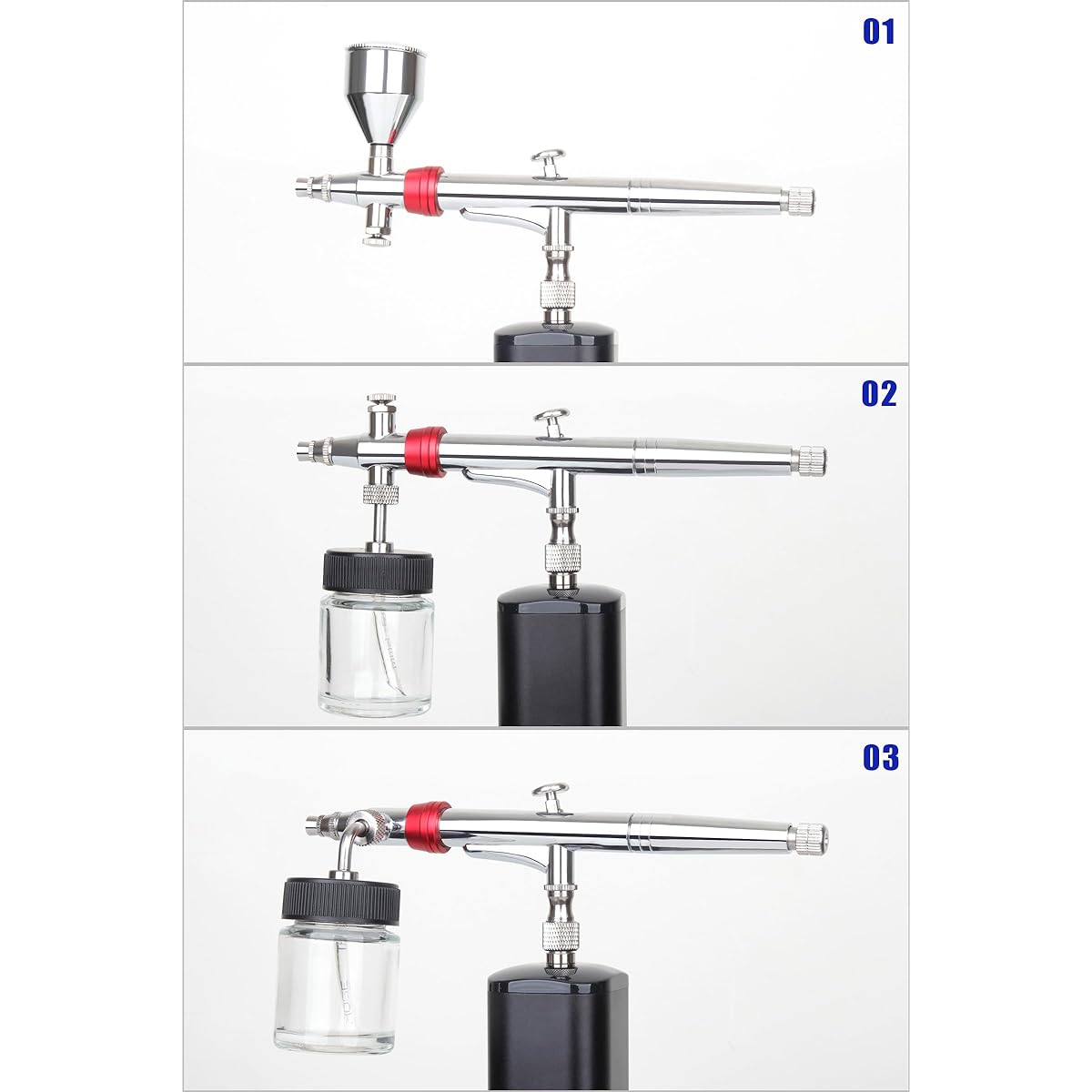 Casubaris Airbrush Pen Rotatable Airbrush Head Gravity Feeding Side Feeding Siphon Feeding Method Replaceable Cup Easy to Use Dual Action Trigger