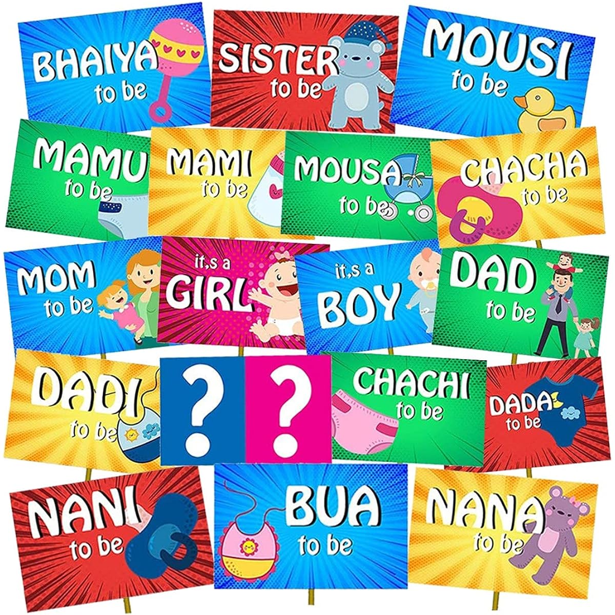 Party Propz Baby Shower Set Photo Booth/Baby Shower Photo Booth/Baby Shower Party Props/Baby Shower Photo Props/Baby Shower Props for Photo Booth, Set of 18