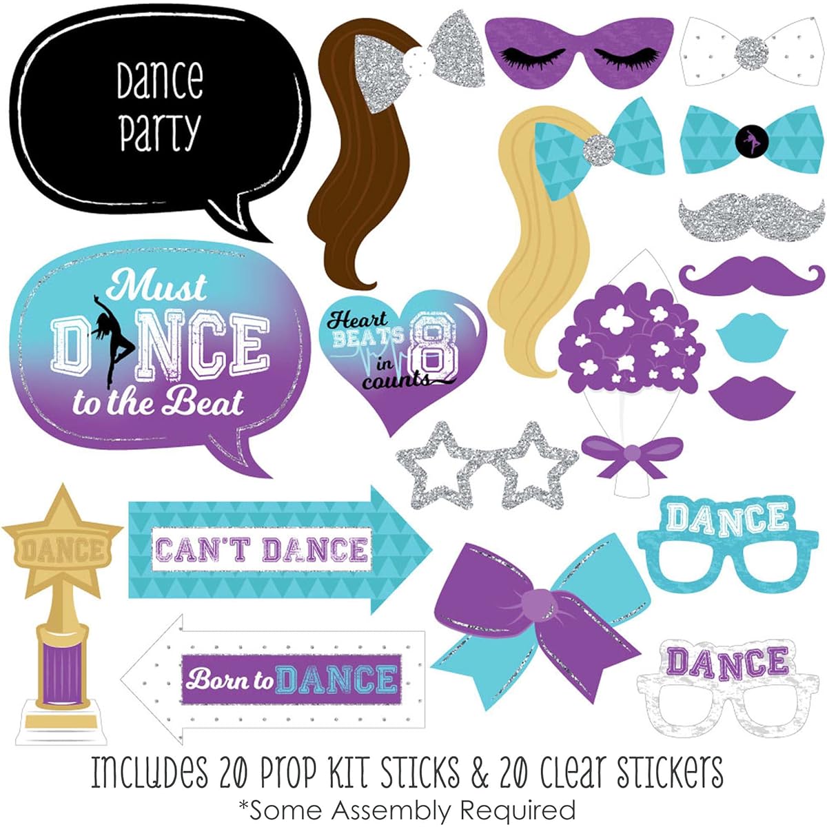 Big Dot of Happiness Must Dance to the Beat - Dance - Birthday Party or Dance Party Photo Booth Prop Kit - 20 Pieces