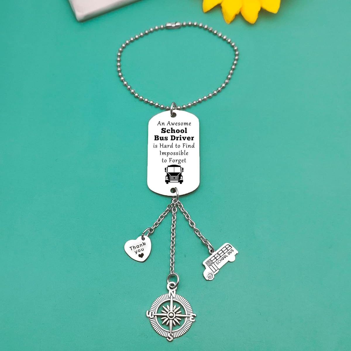 School Bus Driver Appreciation Gift Car Interior Decoration Thank You for Bus Driver Rearview Mirror Pendant Back to School Graduation Father's Day Retirement Birthday School Bus Driver