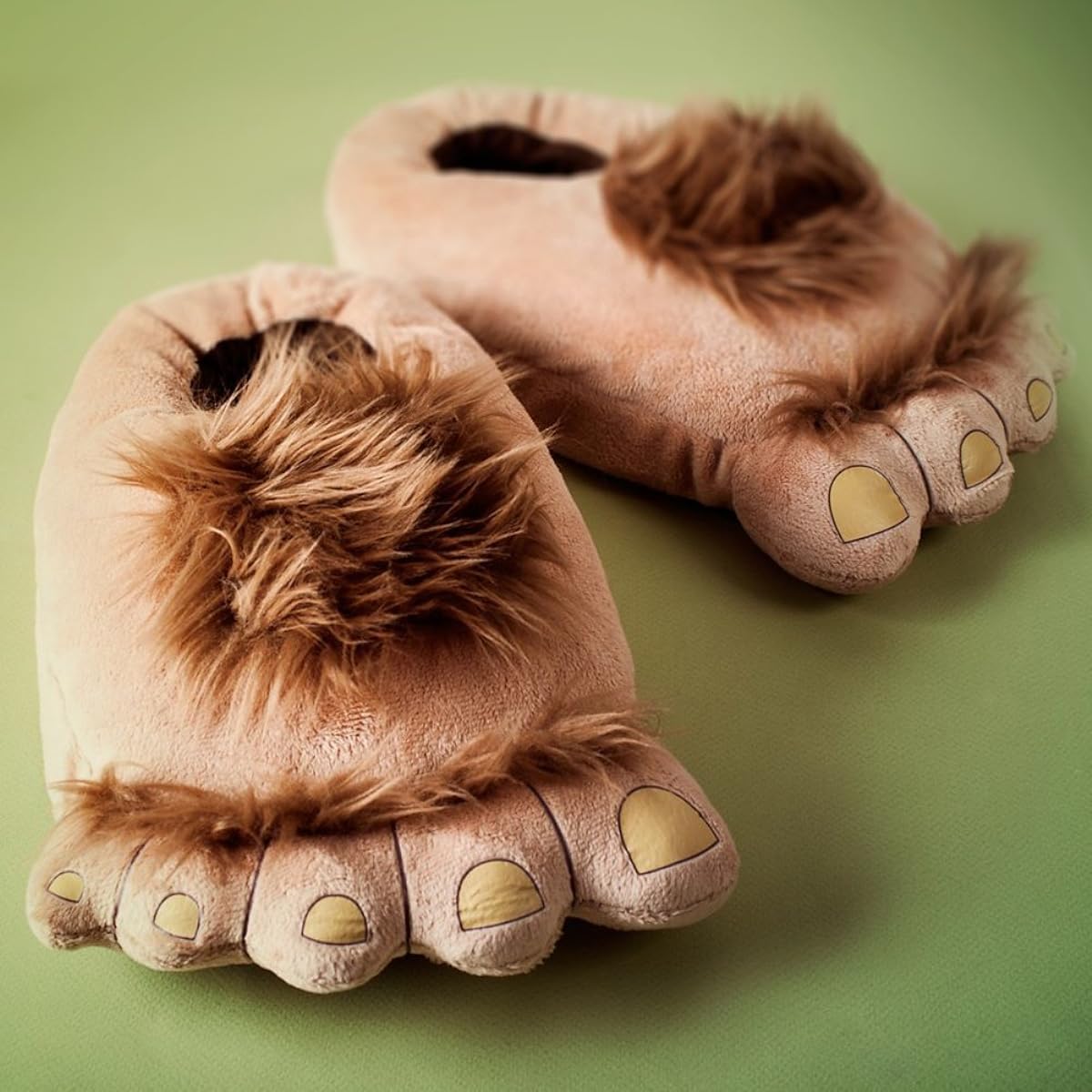 Ibeauti Men's Big Feet Furry Monster Adventure Slippers, Comfortable Novelty Warm Winter Hobbit Feet Slippers for Adults