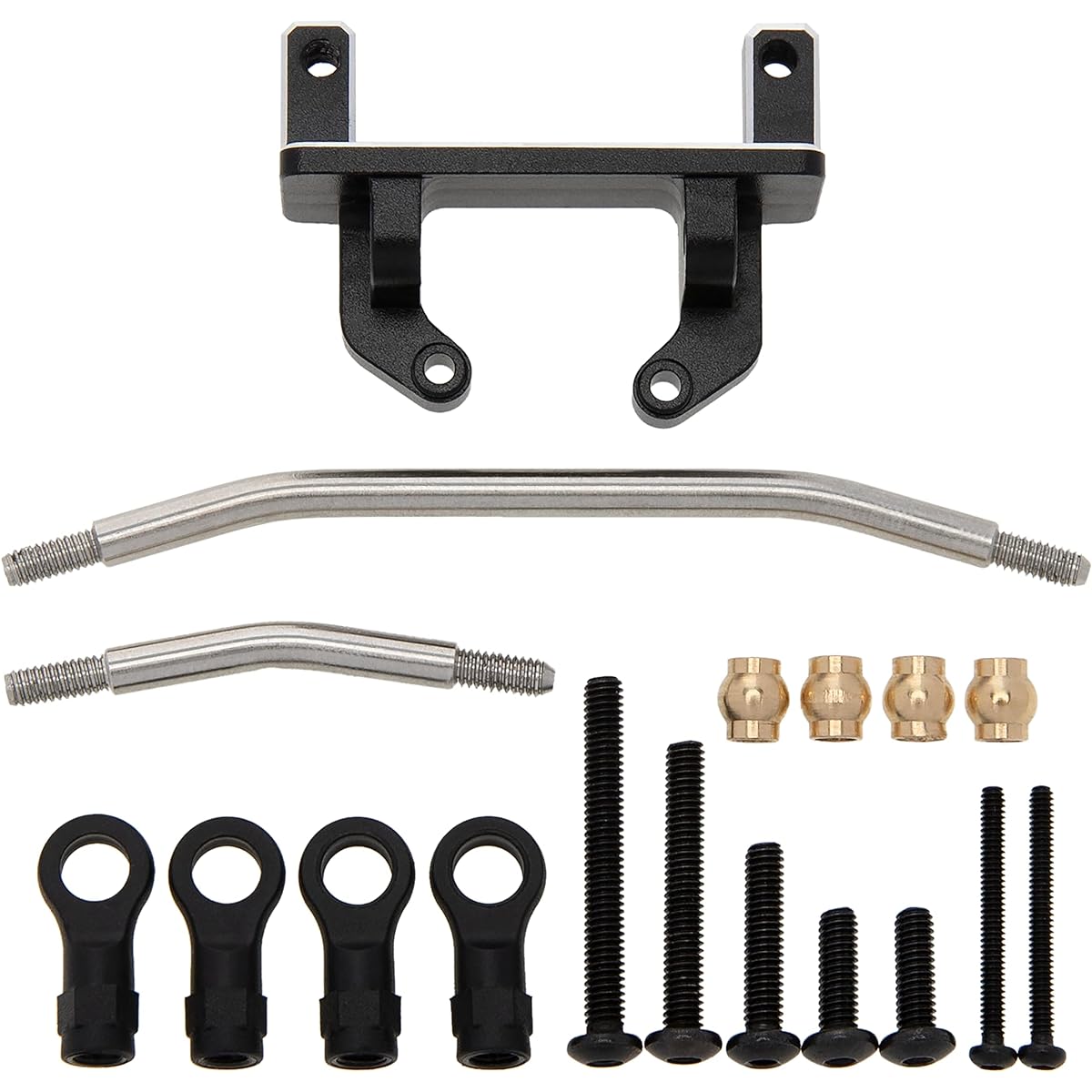 MEUS RACING Aluminum Lateral Servo Mount Refit Upgrade Parts Stainless Steel Steering Link Set for 1/18 RC Crawler Car TRX-4M TRX4M Bronco Defender Not for Stock Frame