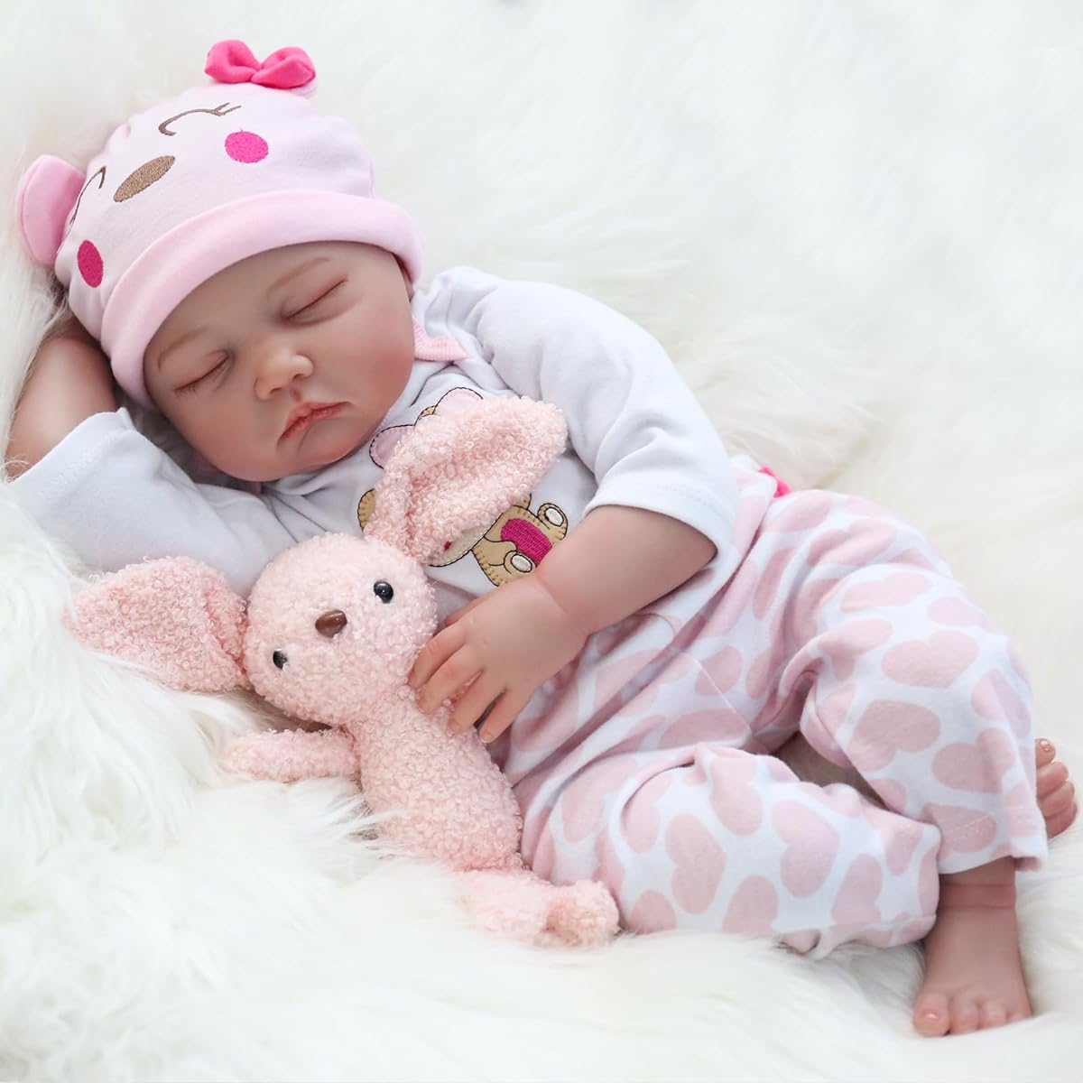 Kaydora Reborn Baby Doll Girl - 22" Soft Cloth Body Newborn Girl Doll Realistic Sleeping Baby Doll Lifelike for Ages 3+