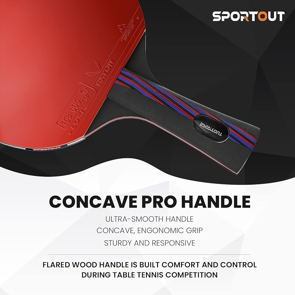 Sportout Table Tennis Paddle Professional Table Tennis Racket with Case Table Tennis Paddle for Advanced Training and Tournaments