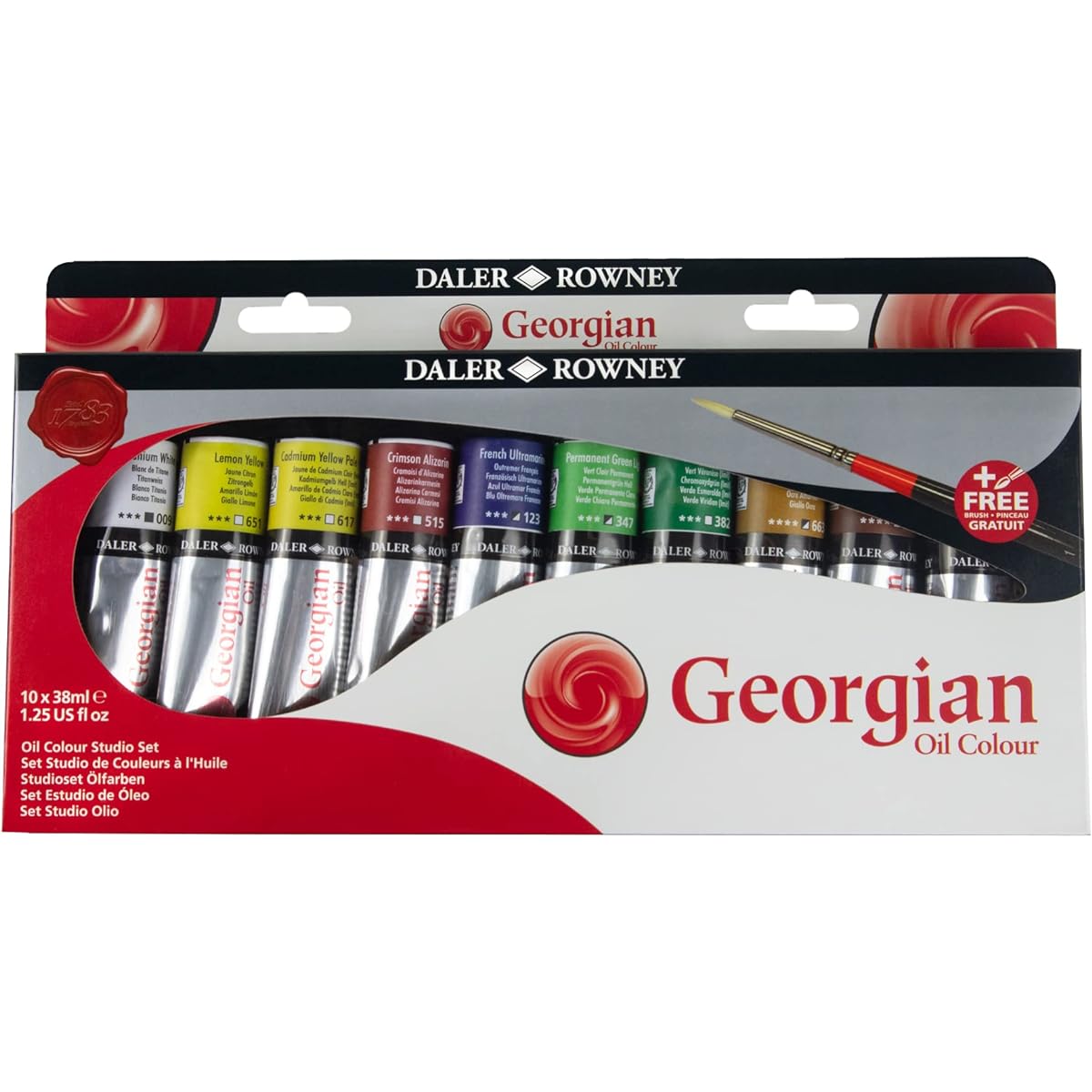 Daler-Rowney Georgian 10-Tube Studio Artist Oil Painting Set - Painting Set with Canvas Paper and More - Oil Painting Supplies for Artists and Students - Oil Painting for All Skill Sets