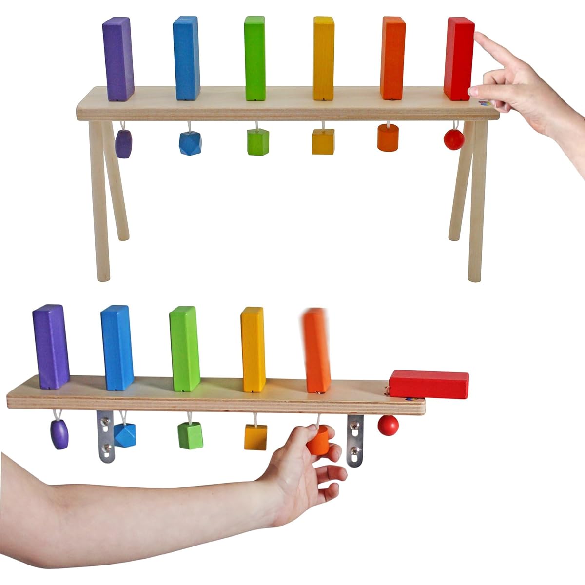 MEAVIA Wooden Domino Wall/Stand with Colorful Topping Domino Blocks for Kids
