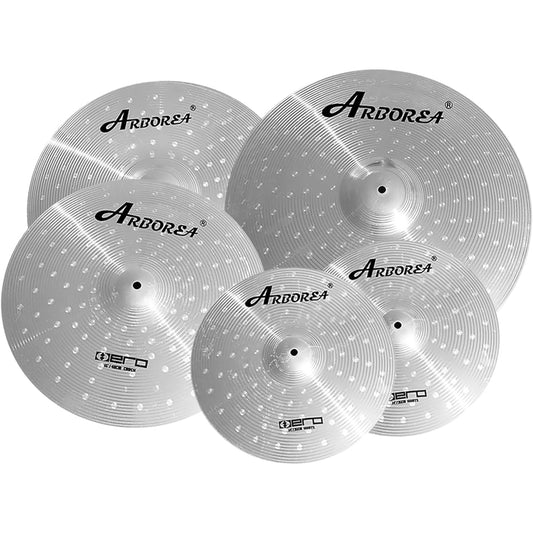 Arborea Cymbal Pack 14 Inch Hihats 16 Inch Crash 18 Inch Crash 20 Inch Ride 5 Piece Cymbal Drum Set Silver Drum Practice Cymbals for Beginners
