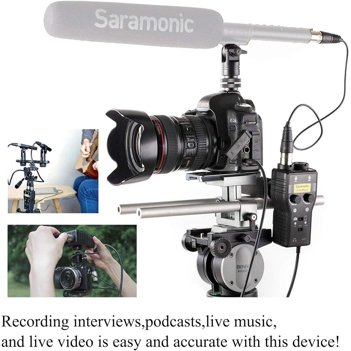 Saramonic SmartRig+ 2 Channel XLR/3.5mm Karaoke Microphone Audio Mixer Preamp & Guitar Interface for DSLR Camera Camcorder iPhone 13 12 iPad iPod Android Smartphone Guitar