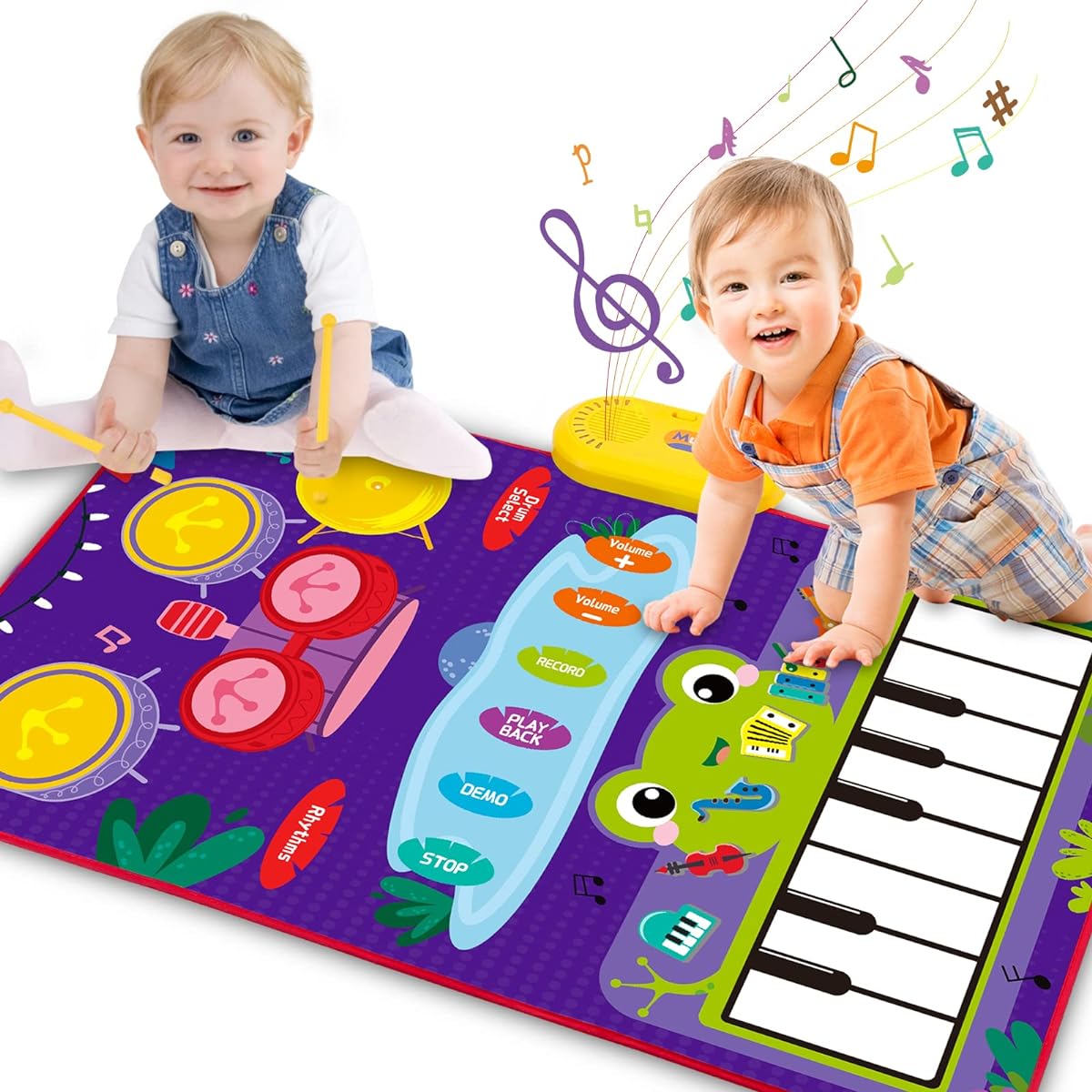 Cyiecw Baby Toys 12-18 Months 2 in 1 Piano Mat & Drum Mat Learning Toys Baby Toys for 1 Year Old Toddlers Sensory Toys for Toddlers Gifts for 1 Year Old Boy/Girl/Twins/Birthday Gift/Easter Gift