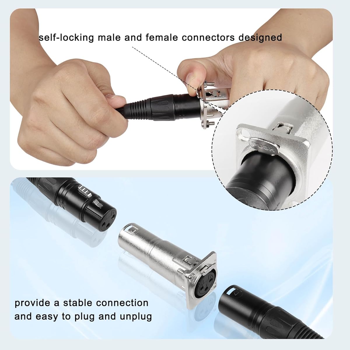 QIANRENON XLR Female to Male Panel Mount Microphone Connector 3 Pin XLR Jack to Plug Mounting Adapter Coupler XLR Feed Through Mount Socket for Microphone Mixer Audio Devices Silver
