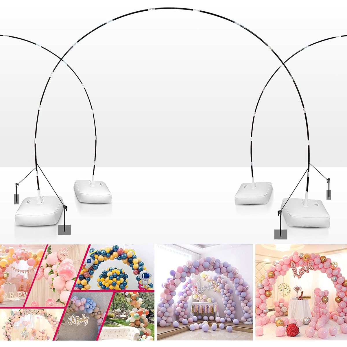 OFRAME STAND Balloon Arch Kit Balloon Arch Stand with Base 9' Height & 10' Wide with Fillable Base for Wedding Baby Shower Birthday Party Supplies Decorations (9x10') Black SF2423