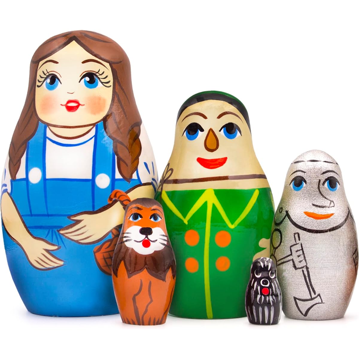AEVVV Wizard of Oz 5 Piece Nesting Dolls - Eco-Friendly Wooden Matryoshka - Unique Gifts and Decor