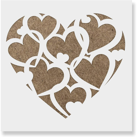 Patterned Heart Stencil Templates for Walls and Crafts - Reusable Stencils for Painting Small & Large Sizes