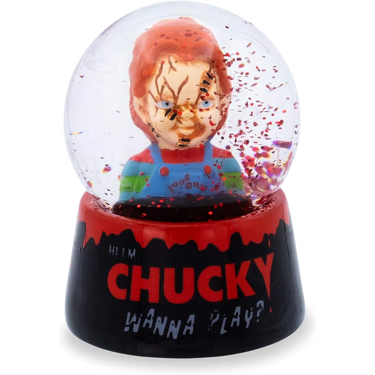 toynk Child's Play Chucky Wanna Play? 3" Mini Snow Globe Swirling Glitter Display Piece Horror Movie Collectible Memorabilia