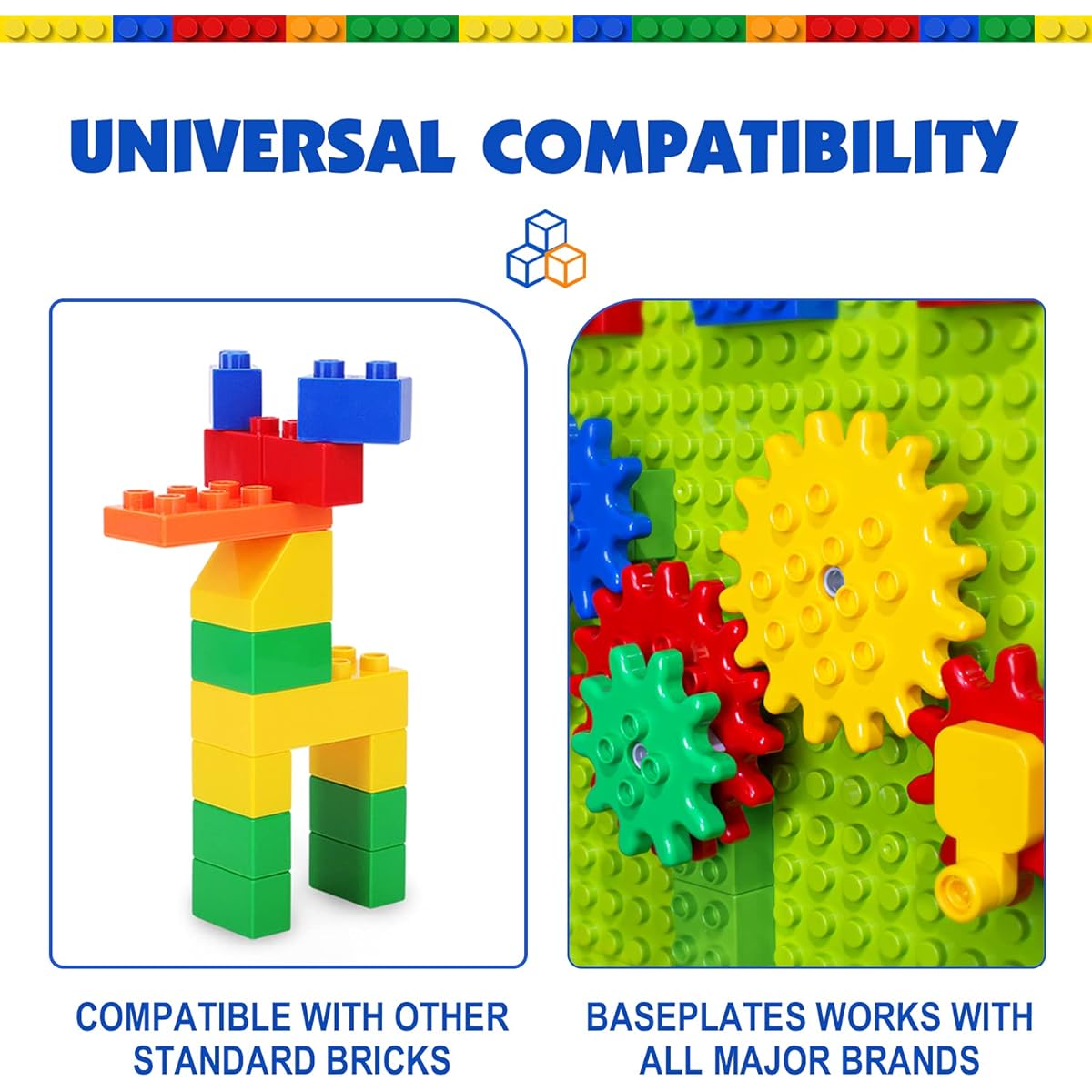 Building Blocks for Kids/Toddlers - 101 Piece Large Classic Building Blocks Set with Baseplate - Basic STEM Toy Gifts for Kids of All Ages - Works with All Major Brands