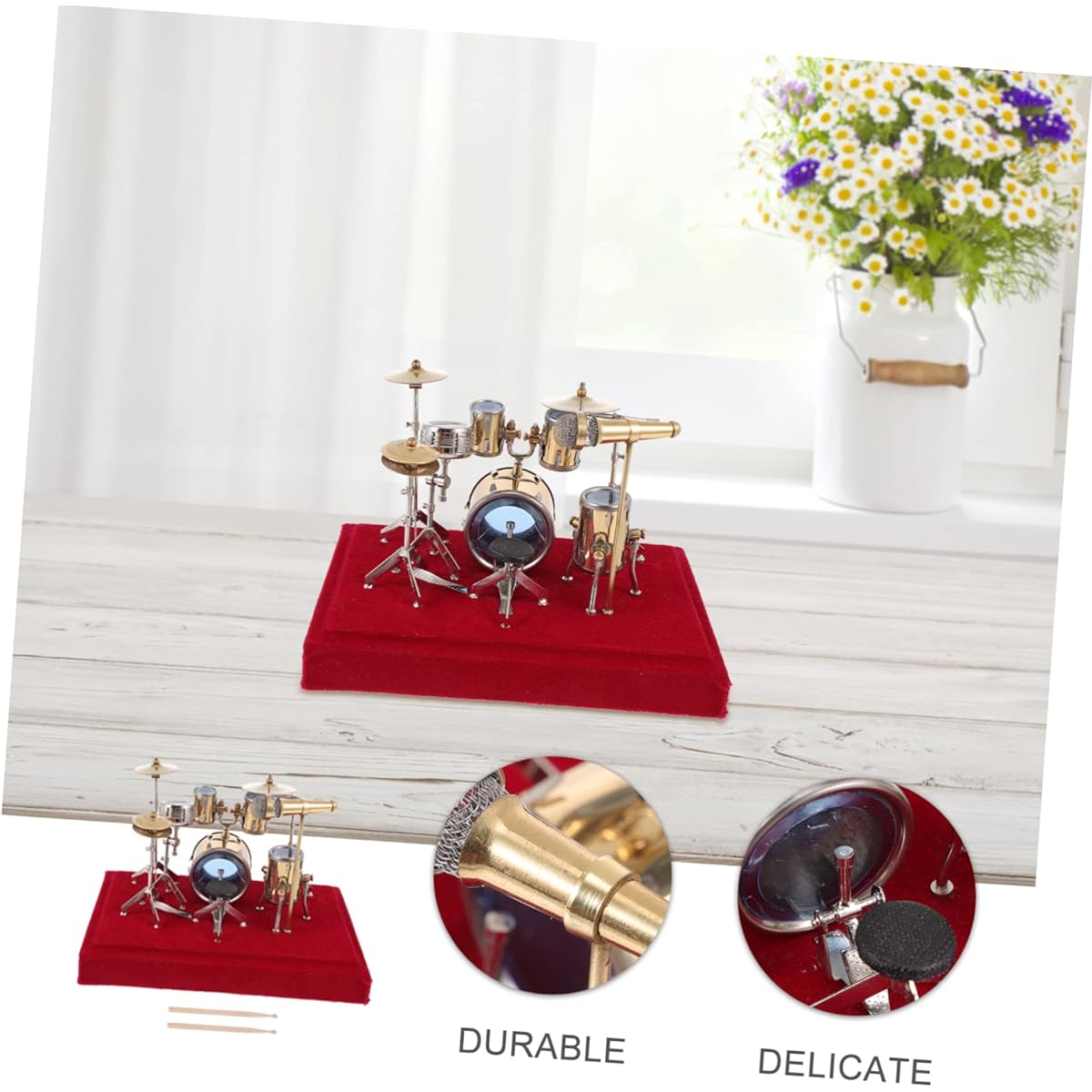 VICASKY 3 Sets Home Durable Model Chic Girl Ornaments Dollhouse Metal Display Mini Decoration Delicate Props Antique Accessories House Exquisite Red