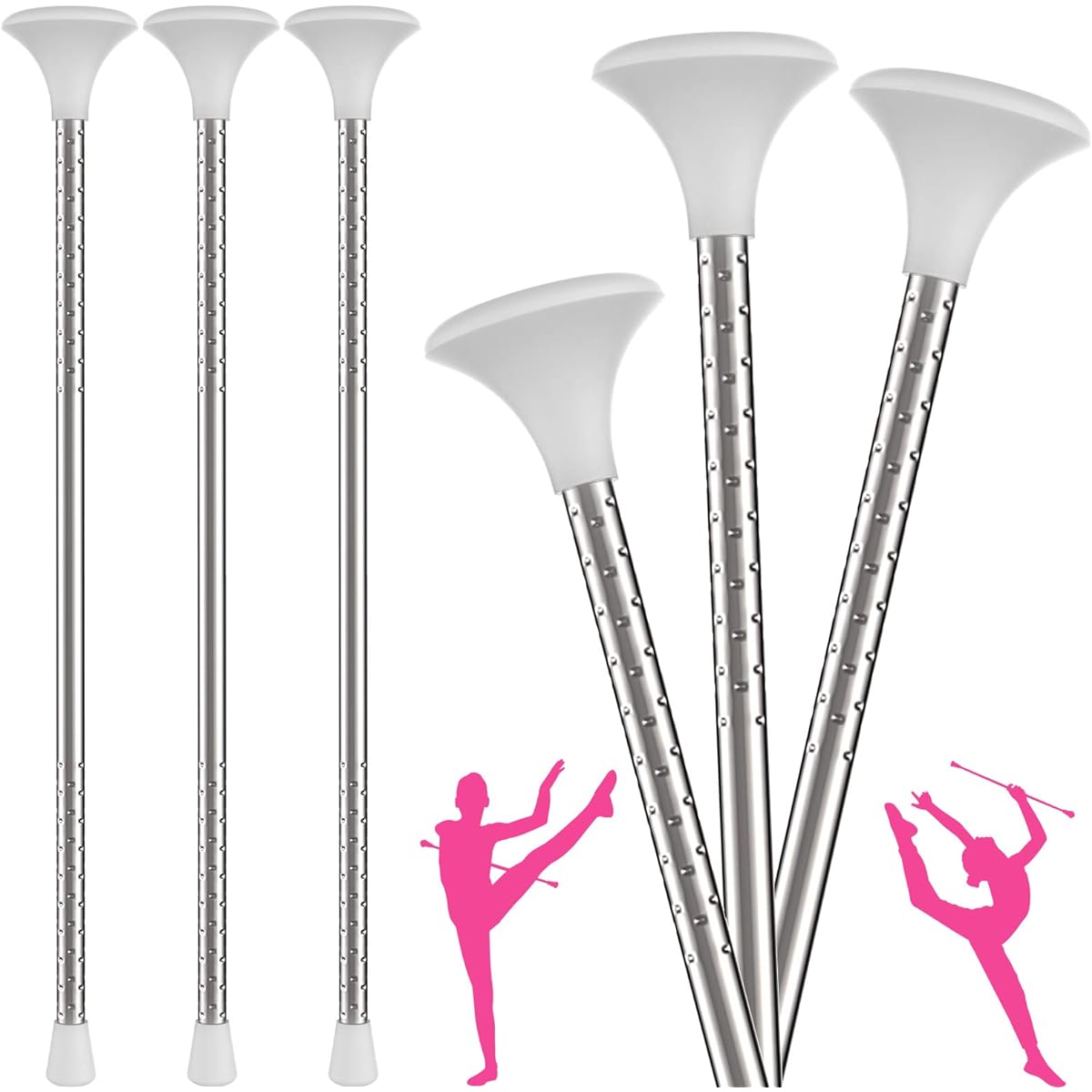 ABOAT 21" White Baton, Spinning Marching Baton, Mini Shaft Baton, Cheerleader Dance Baton (21" 2 Pack, White)