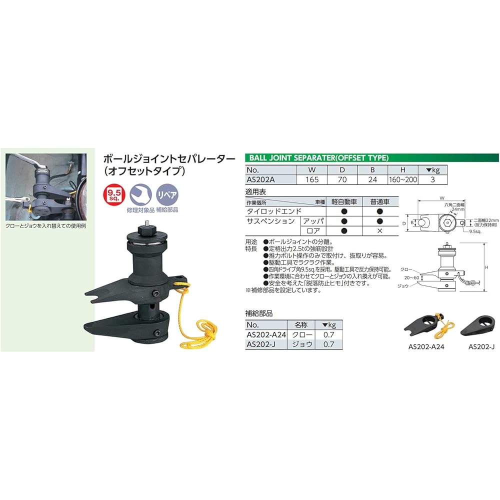 Kyoto Machinery Tools (KTC) Ball Joint Separator AS202A