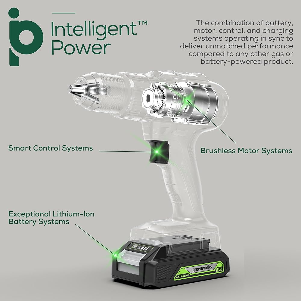 Greenworks 24V Drill Driver/Driver Drill Equipped with High Efficiency Brushless Motor 2Ah USB Battery + Charger Included [Regular Japanese Import Product]