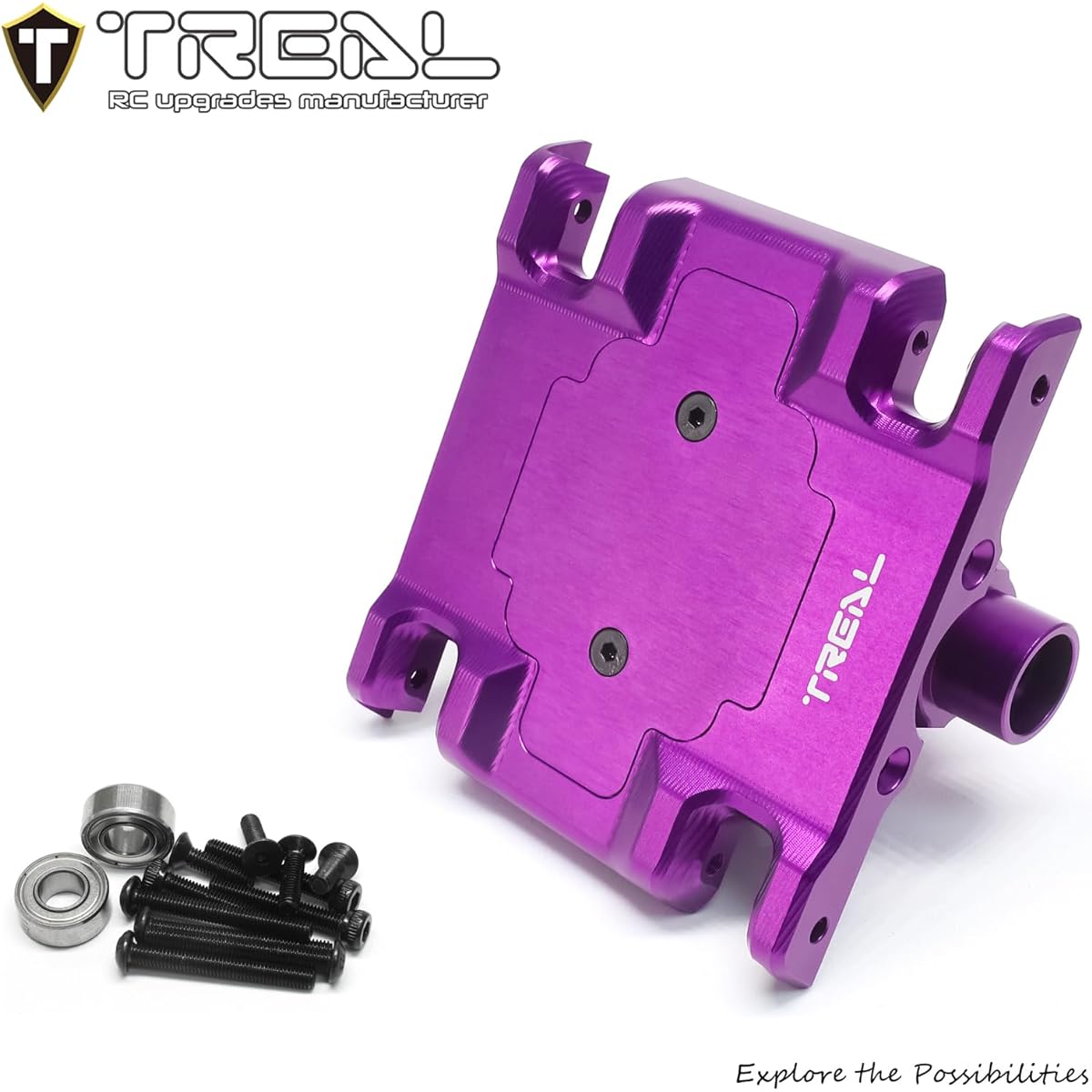 Treal Aluminum 7075 Gearbox Housing Set with Cover for LMT Monster (Purple)