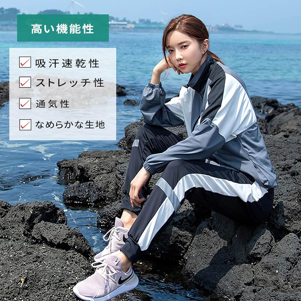 [VeroMan] Women's Jersey Top and Bottom Set, Large Size, 2-Piece Set, Long Sleeve Sportswear ppi-wsi21