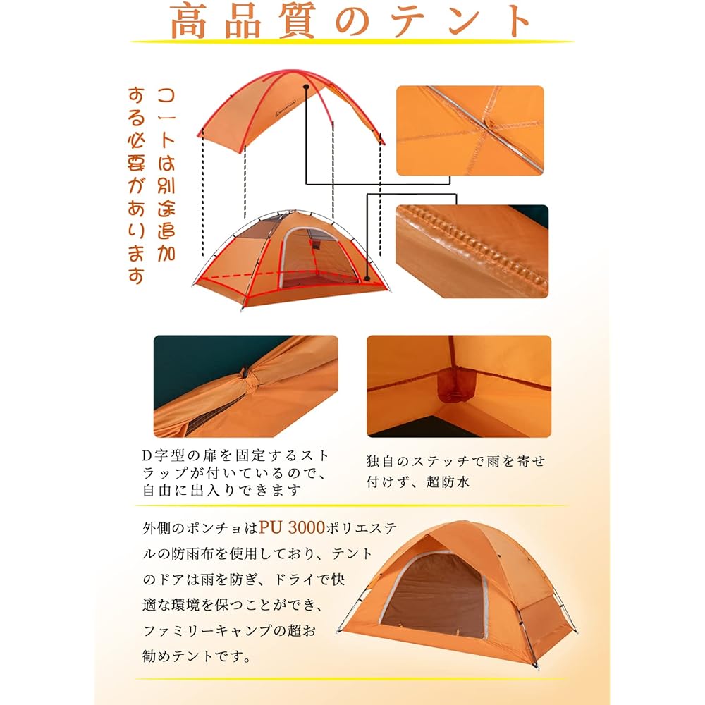 Clostnature Camping Tent Backcountry Lightweight Tent Compact Waterproof Climbing Mountain Tent 2 Person Outdoor Picnic Freestanding Double Layer Tent Camping Equipment
