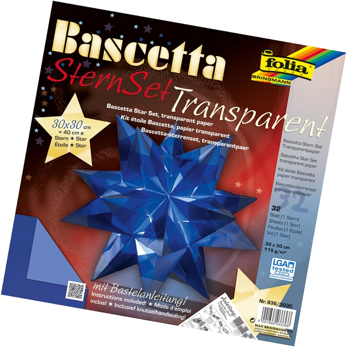 Folia 836/3030 Bassetta Starcraft Set 30 x 30 cm 30 pieces Blue