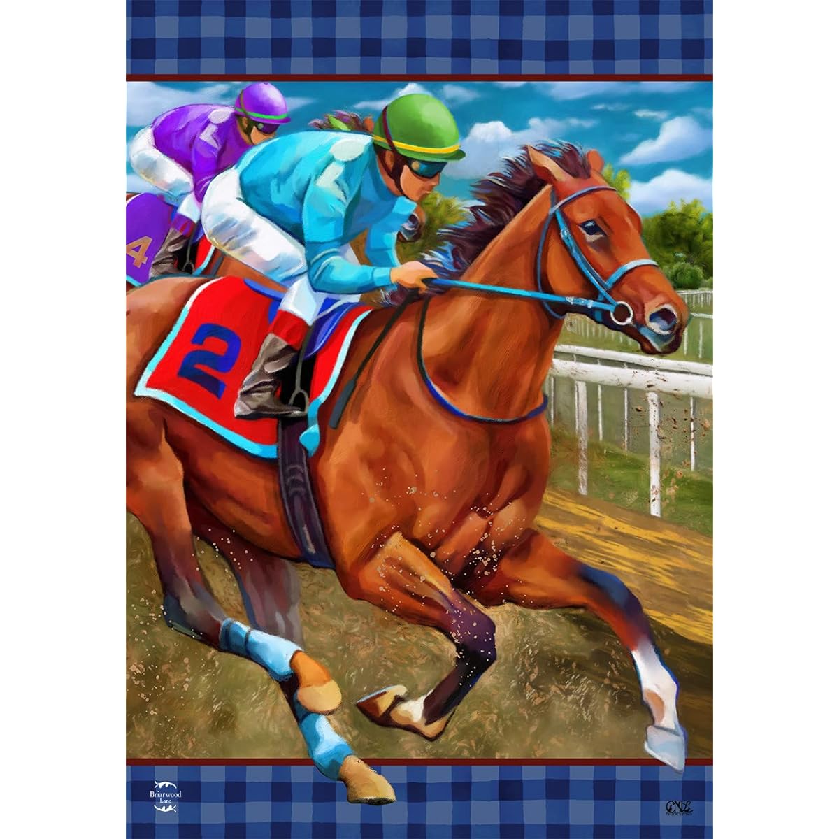 Horse Racing Everyday House Flag Jockeys Track 28" x 40" Briarwood Lane