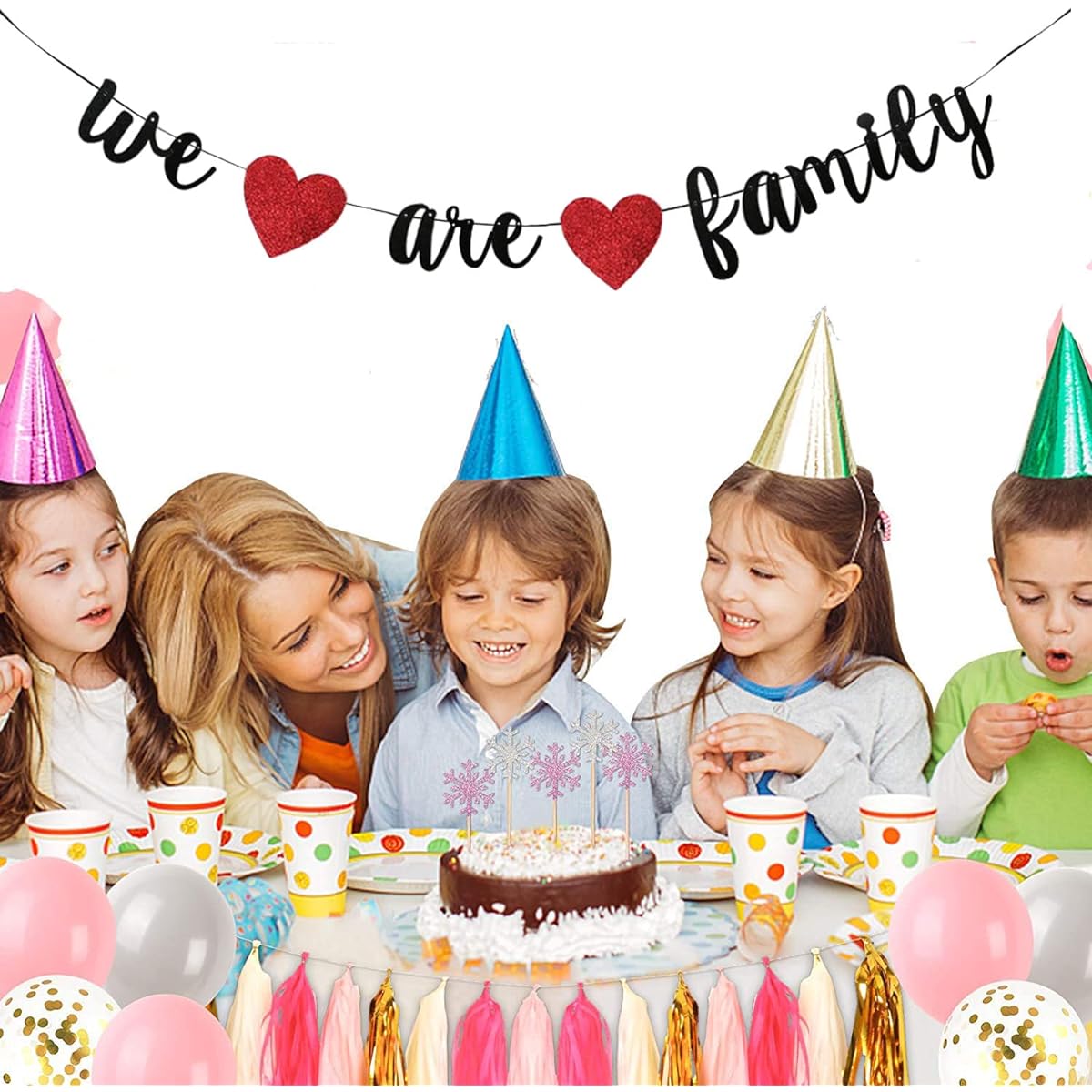 JENSENLIN We are Family Banner Black Family Party Sign Moving Party Decoration Family Reunion Party Banner Banner for Home Decor Black