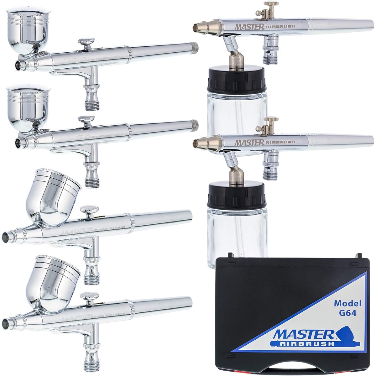 Master G64 Studio Airbrush Set Professional Airbrush Set with 6 Master Airbrushes