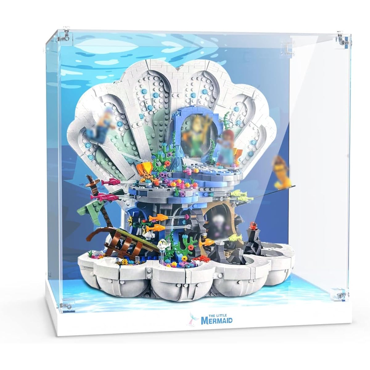 Lego Little Mermaid Royal Clamshell Acrylic Display Case, 3mm Thickness Dustproof Clear Acrylic Display Box for Lego 43225 Building Blocks Model