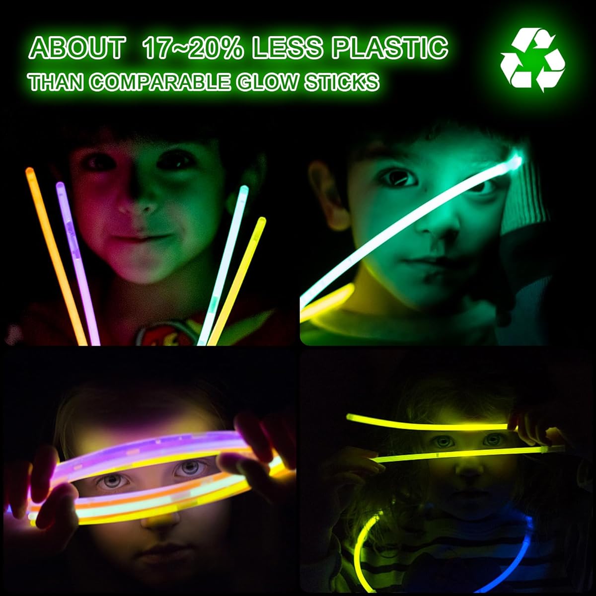 JICUICUI Glow Sticks Party Pack 500pcs Super Bright Glow in the Dark Party Supplies (1000pcs Total) 8" Glow Sticks Necklace Bracelet with Connectors GlowSticks Bulk Neon Party Supplies Glow Party Decorations