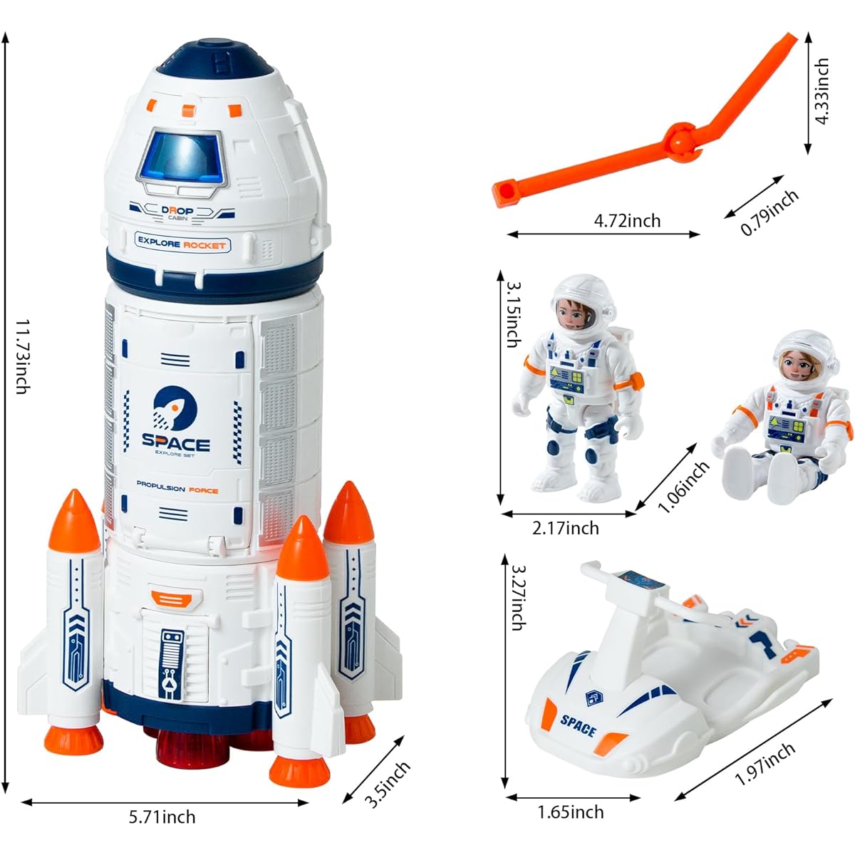 Wbzle Rocket Toy - Rocket Ship Toy with Astronaut Figure and Spray Effects, Openable Space Capsule Lights and Sounds - Space Exploration Space Knowledge Toy, Fun Space Gift