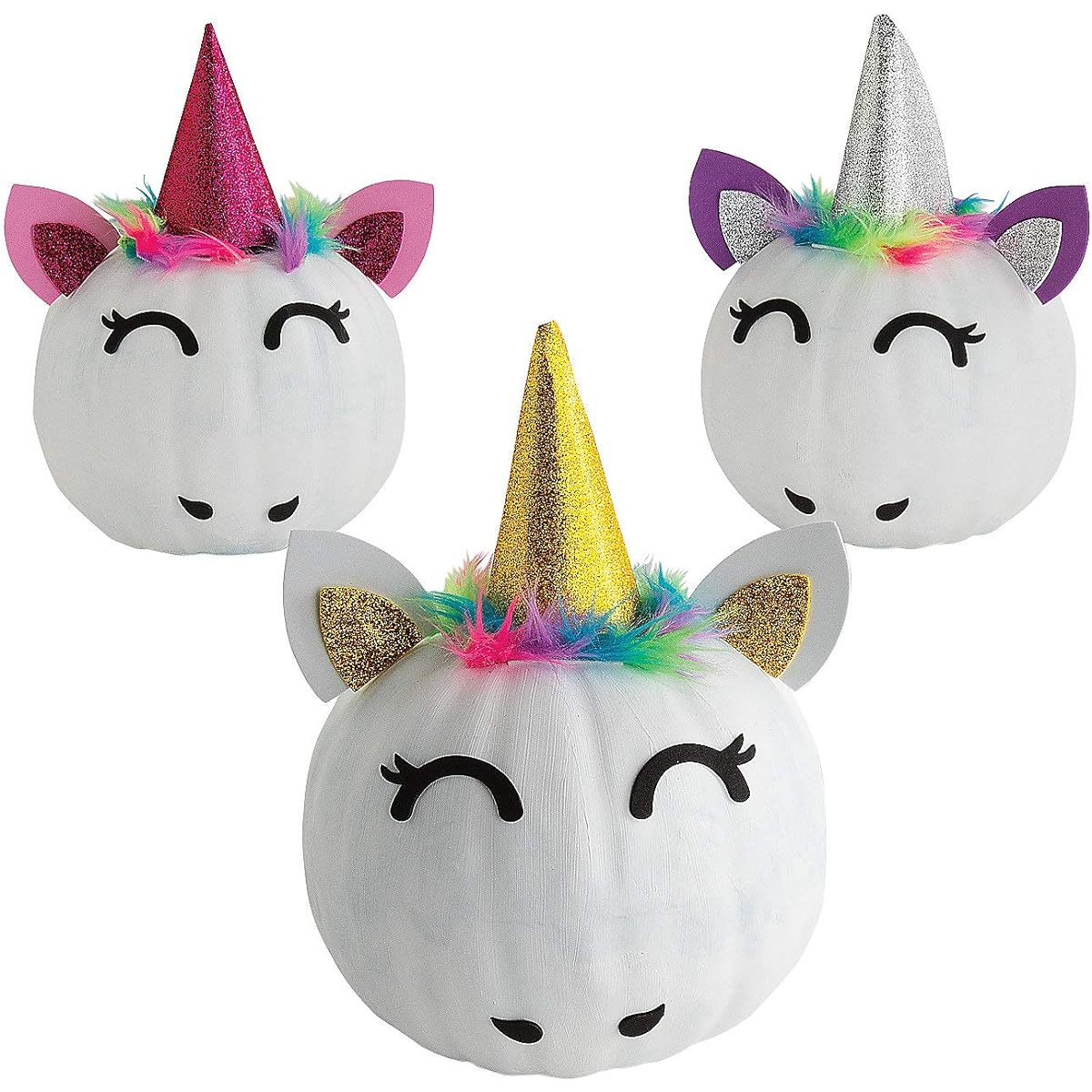 Fun Express Unicorn Pumpkin Decorating Kit (Makes 6) Halloween Crafts for Kids